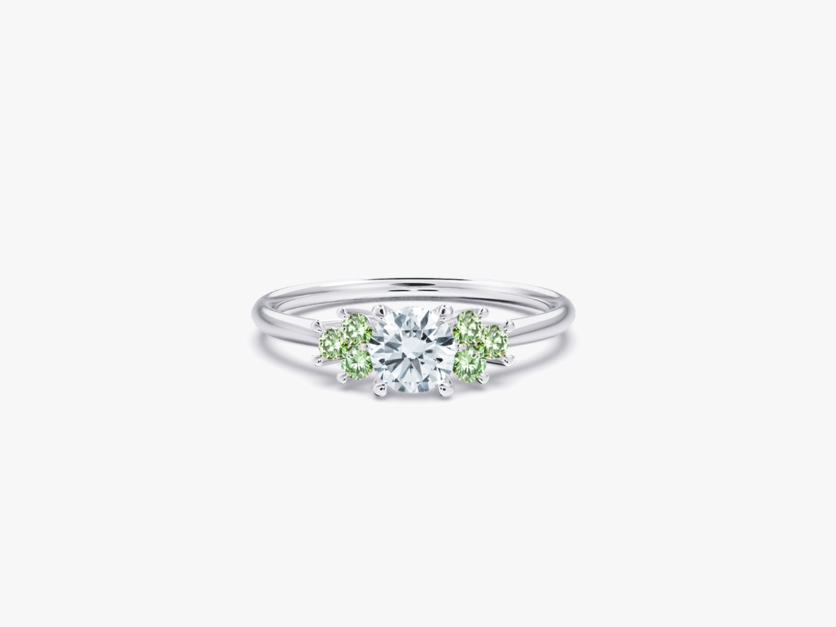 CINDERELLA Engagement Ring with Fancy Green Diamonds