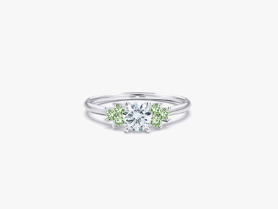 CINDERELLA Bague de fiançailles avec Fancy Green Diamants