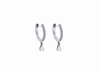 Pear diamond creoles with hanging drop