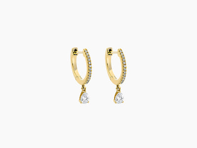 Pear diamond creoles with hanging drop