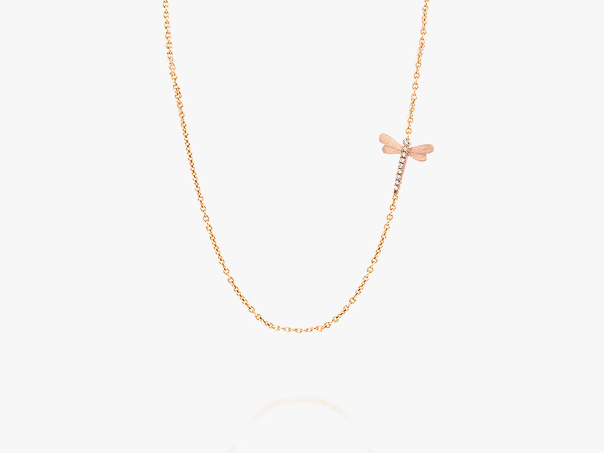 Dragonfly Sideway Diamond Necklace