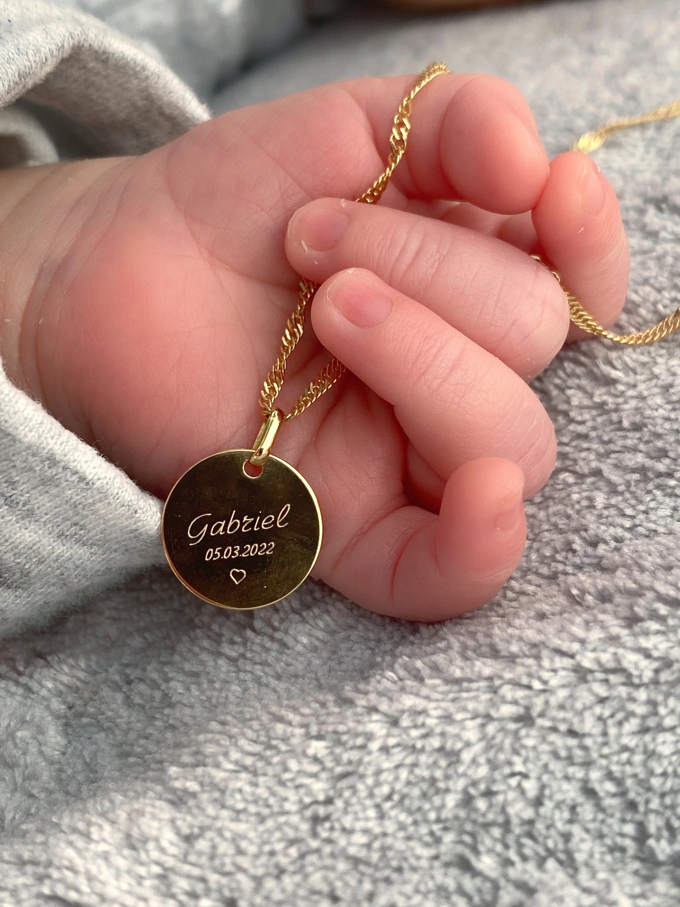 Baptism necklace "Medallion with engraving name".