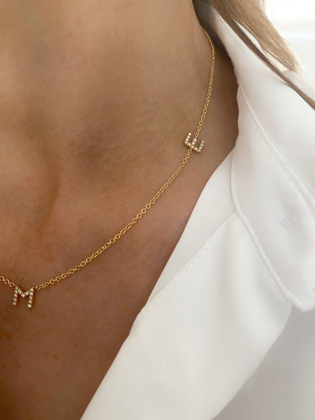 Triple Diamond Initial 18k Gold Necklace by GISELLE