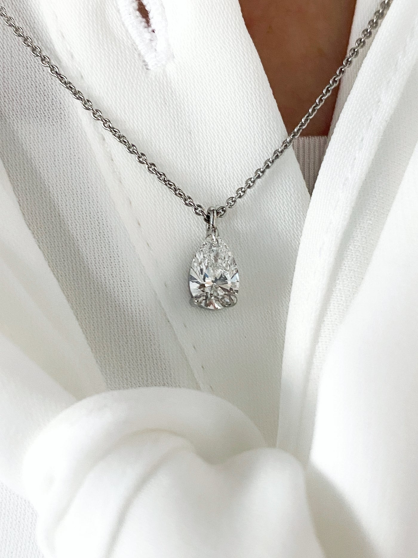 Solitaire Pear Diamond Cut Necklace