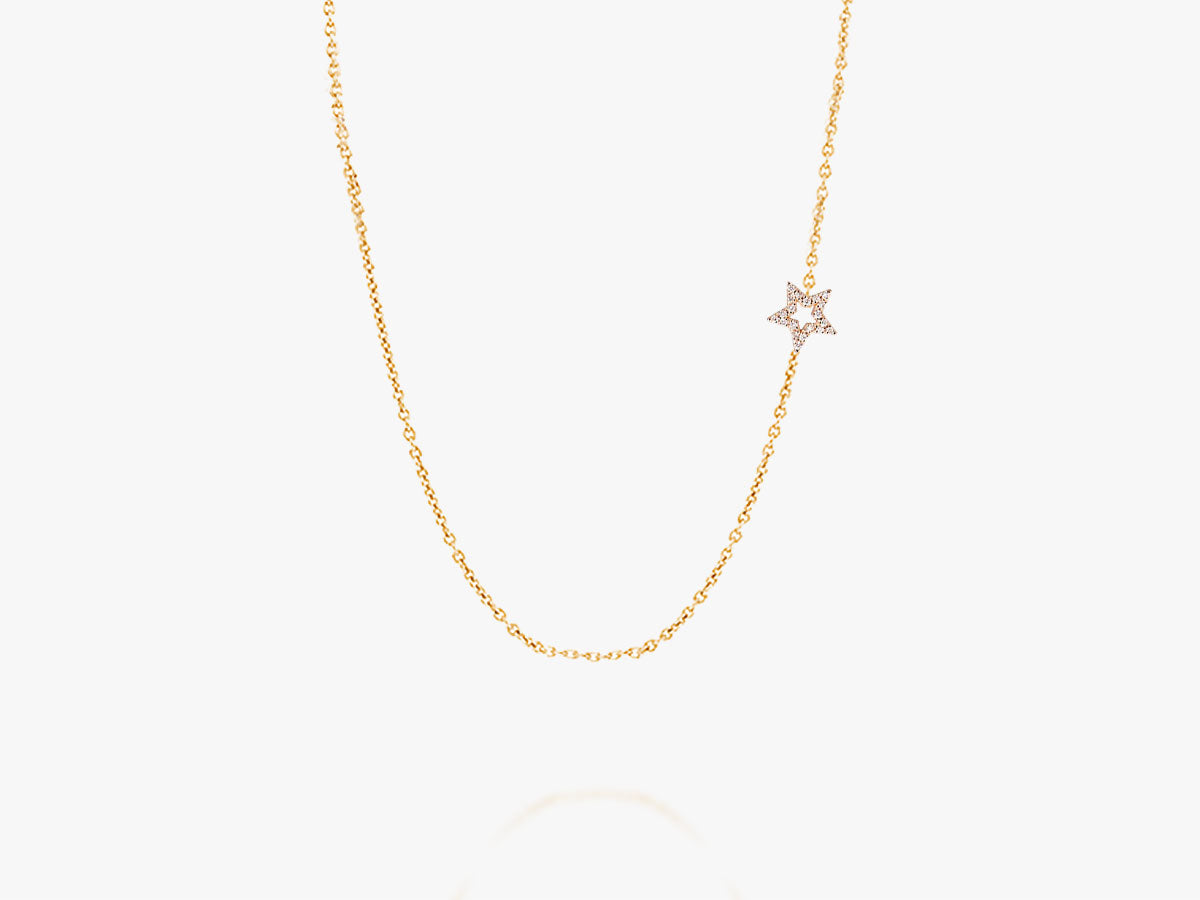 Open Star Sideway Diamond Necklace