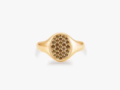 PETITE POSH SIGNET Pinky Ring - Champagner Diamanten Crown