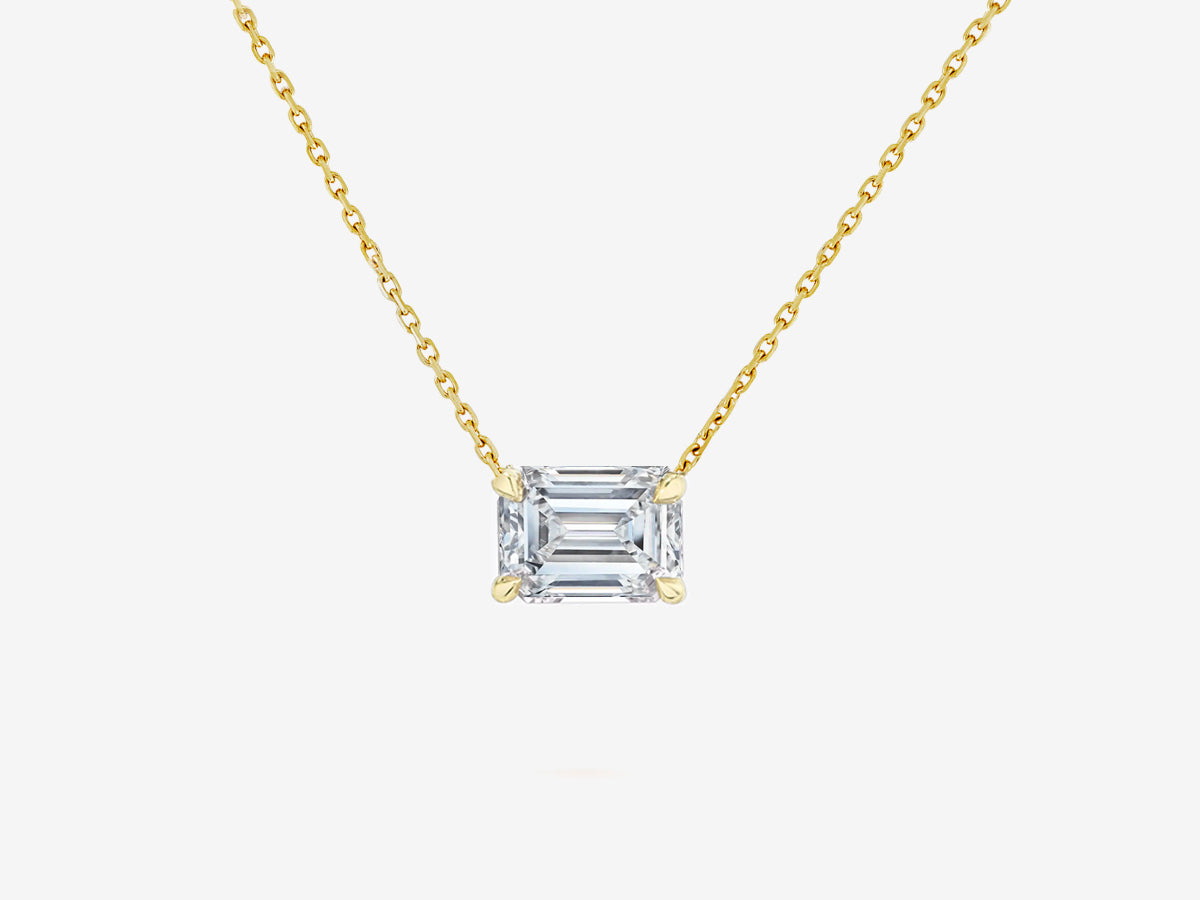Solitaire Emerald Diamond Cut Necklace