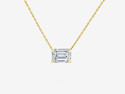 Solitaire Emerald Diamant Cut Halskette