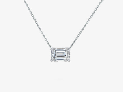 Solitaire Emerald Diamond Cut Necklace