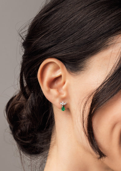 Cluster Elegance Emerald Pear Diamant Ohrstecker