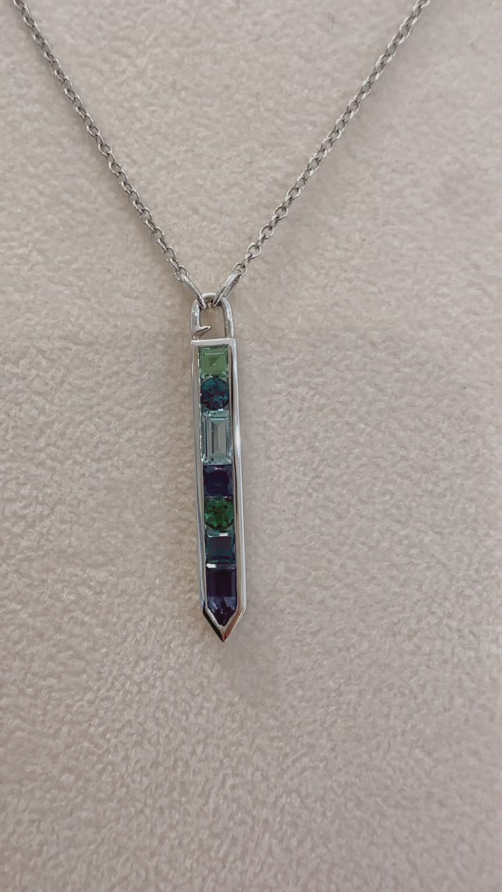AURA Arrow Purple, Blueish & Green Necklace