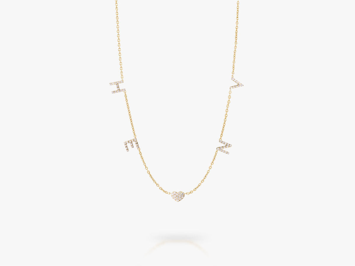 FAMILY LOVE DIAMOND LETTERS NECKLACE