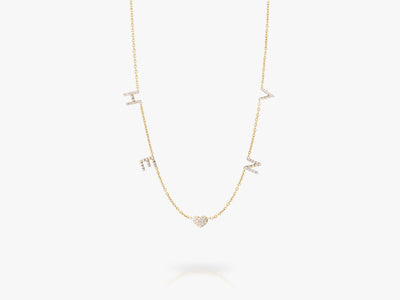 FAMILY LOVE DIAMOND LETTERS NECKLACE