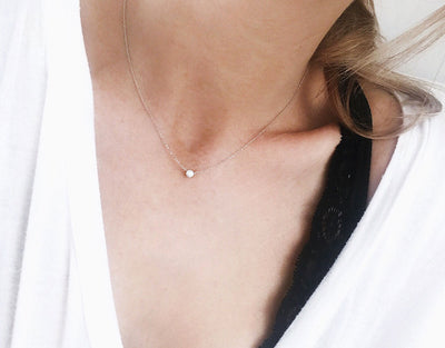 Gentle Brilliance - Solitaire Zigzag Diamond Necklace